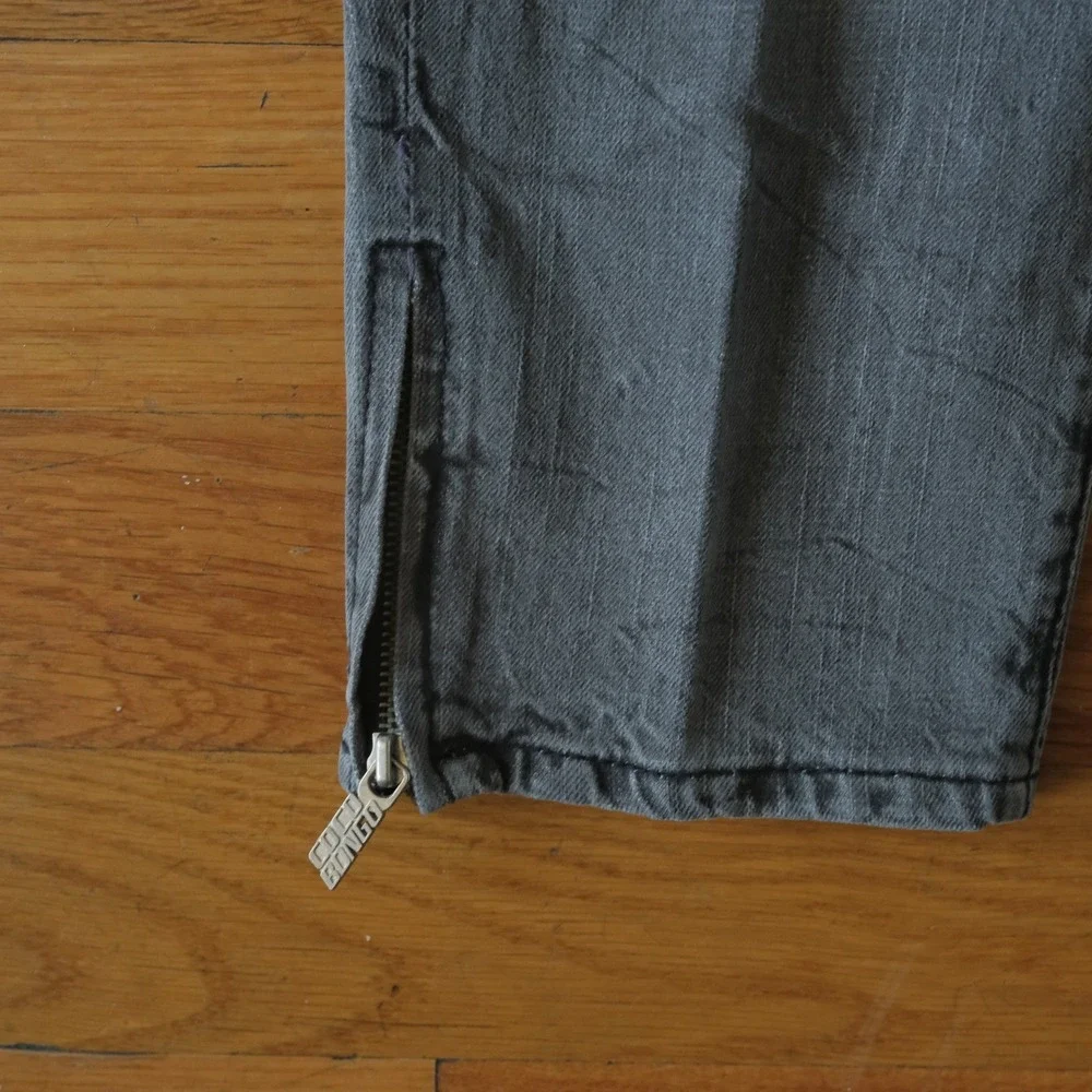 Coco Bongo‎ Capris Gray Faded Ankle Zip Cotton Grunge 30 Cropped Jeans